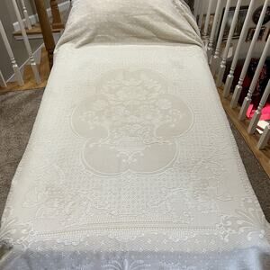 Vintage Bates Mill Cream Abigail Adams Limited Run Matelasse Twin Bedspread RARE